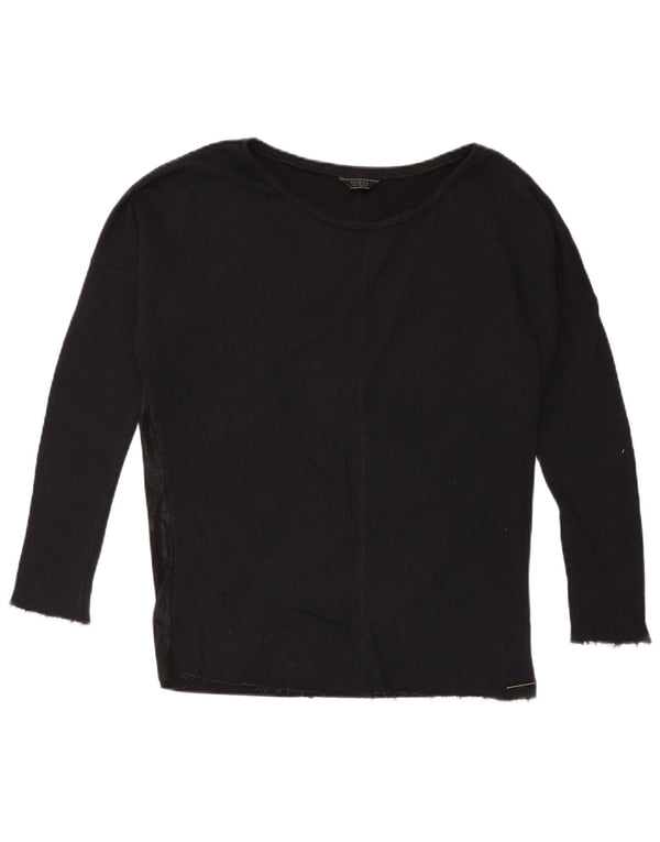 Guess Damen Übergroßes Top Langarm UK 10 Small Schwarz