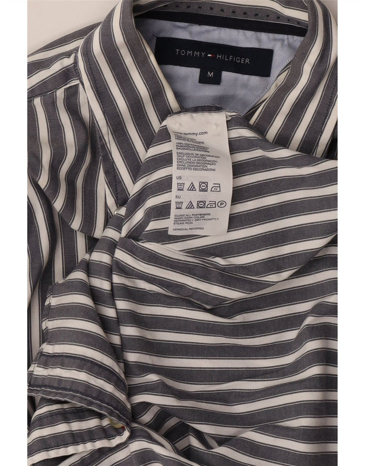 TOMMY HILFIGER Mens Shirt Medium Grey Pinstripe Cotton