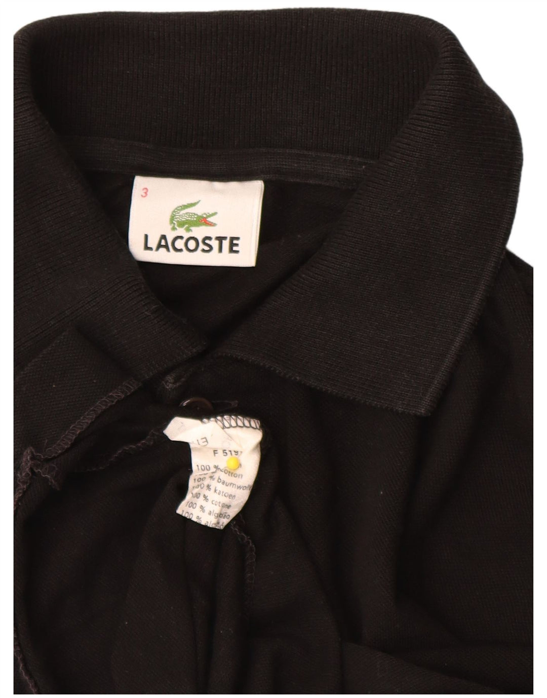 Lacoste Mens Polo Shirt Size 3 Small Black Cotton