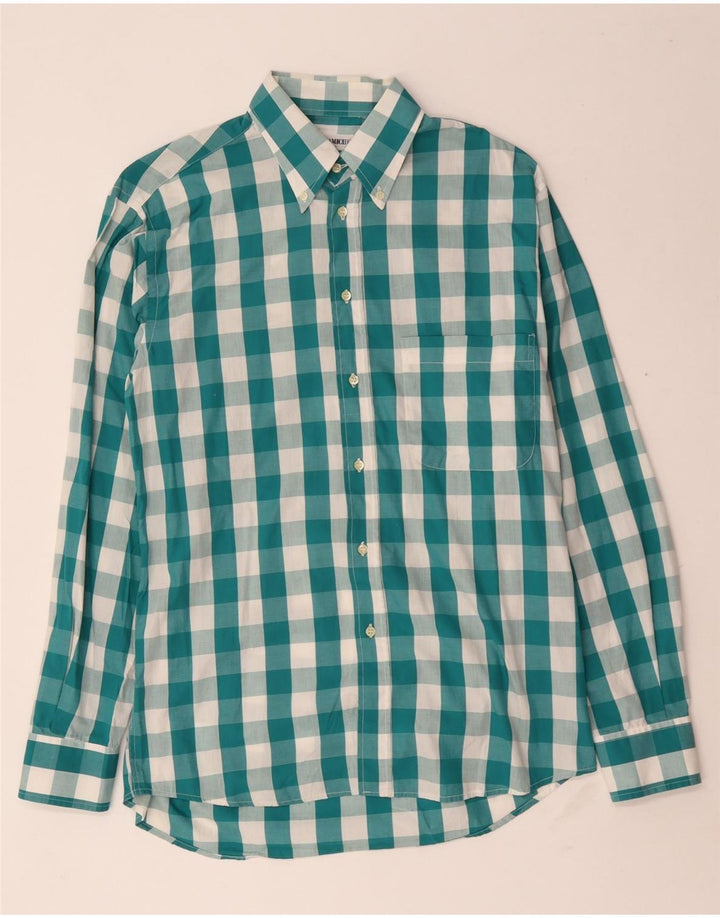 Enara Camicece Mens Shirt Medium Green Gingham Cotton