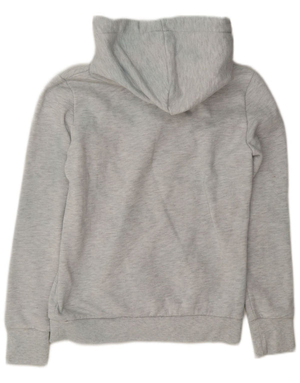 Superdry feminino gráfico moletom com capuz UK 10 pequeno algodão manchado cinza