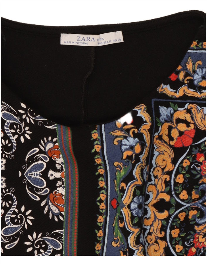 Zara Womens 3/4 Sleeve Kaftan Dress UK 12 Medium Black Patchwork