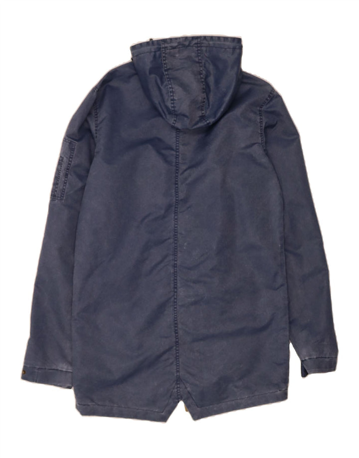 SIK SILK Womens Hooded Parka Jacket UK 10 Small Navy Blue Polyamide Vintage Sik Silk and Second-Hand Sik Silk from Messina Hembry 