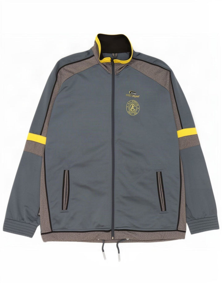 Brugi Herren-Trainingsanzugoberteil mit Grafik, XL, graues Farbblock-Polyester