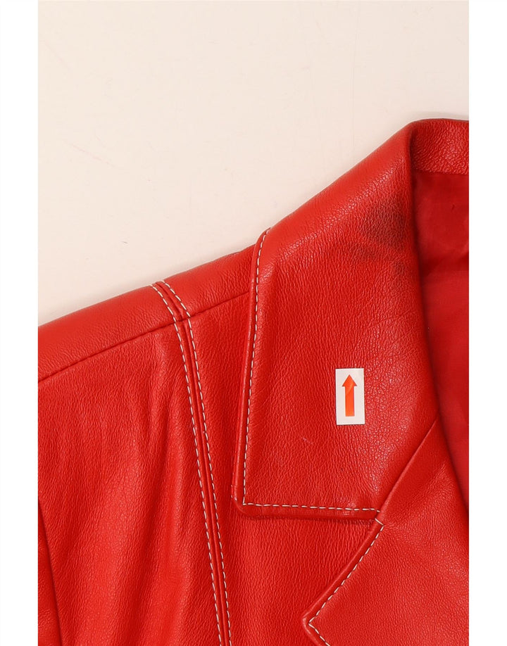 VINTAGE Womens Leather Jacket IT 42 Medium Red Leather
