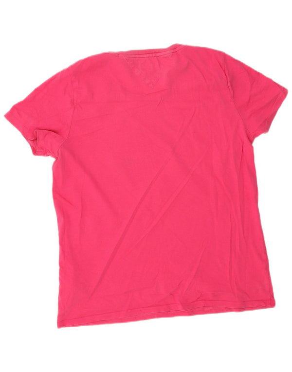 Tommy Hilfiger Damen Grafik-T-Shirt-Oberteil UK 16 Large Rosa Baumwolle