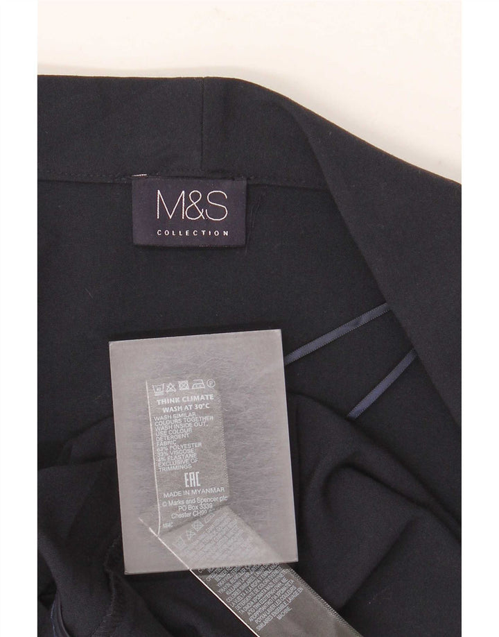 Marks & Spencer Womens Open Blazer Jacket UK 12 Medium Navy Blue Polyester