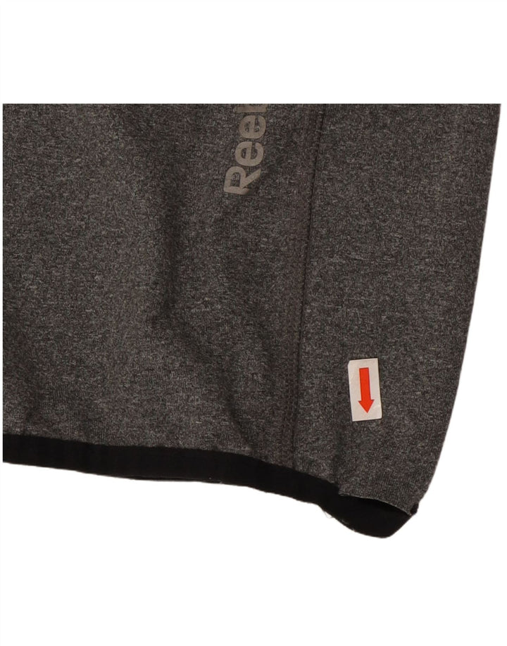 REEBOK Mens Zip Neck Pullover Tracksuit Top Small Grey Polyester