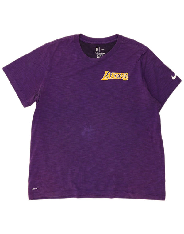 Nike Lakers T-shirt top til mænd 2XL lilla flækket bomuld
