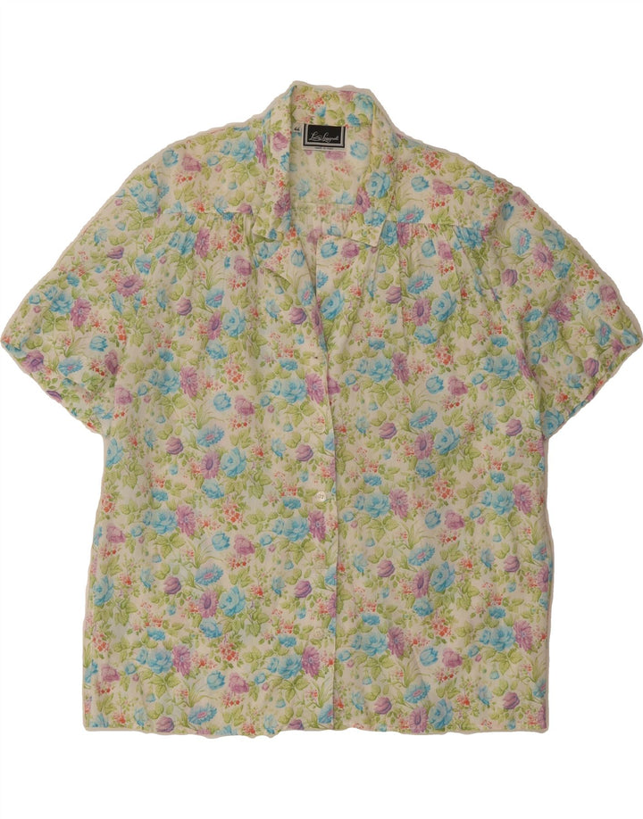 LUISA SPAGNOLI Womens Short Sleeve Shirt IT 44 Medium Multicoloured Floral Vintage Luisa Spagnoli and Second-Hand Luisa Spagnoli from Messina Hembry 