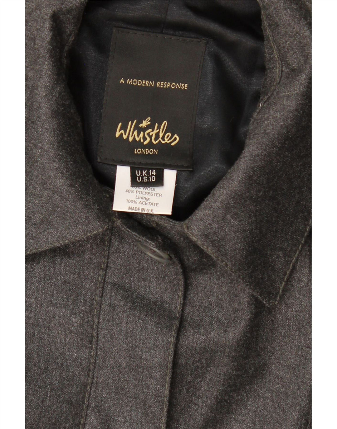 Giubbotto bomber da donna WHISTLES UK 14 grande lana grigia