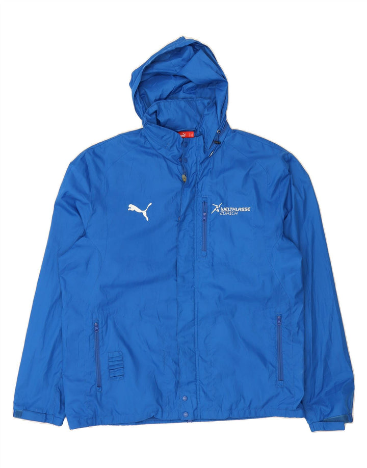 PUMA Mens Hooded Rain Jacket UK 40 Large Blue Polyester Vintage Puma and Second-Hand Puma from Messina Hembry 