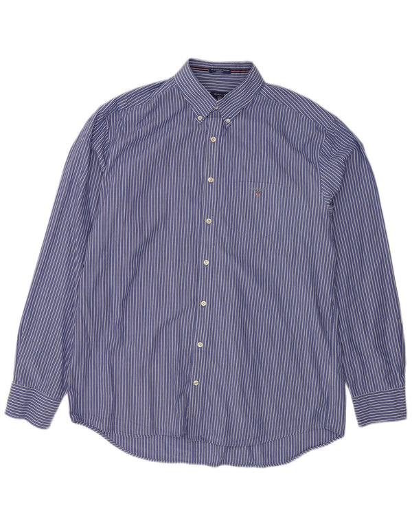 Camisa Gant Regular Fit para hombre Talla 43/44 17 1/2 XL Algodón a rayas azules