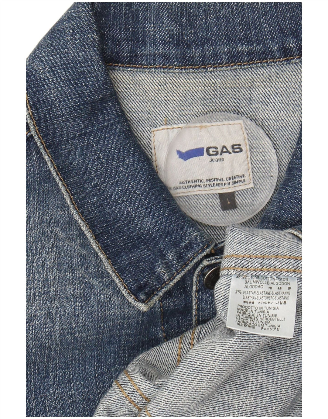 GAS Womens Denim Jacket UK 14 Large Blue Cotton