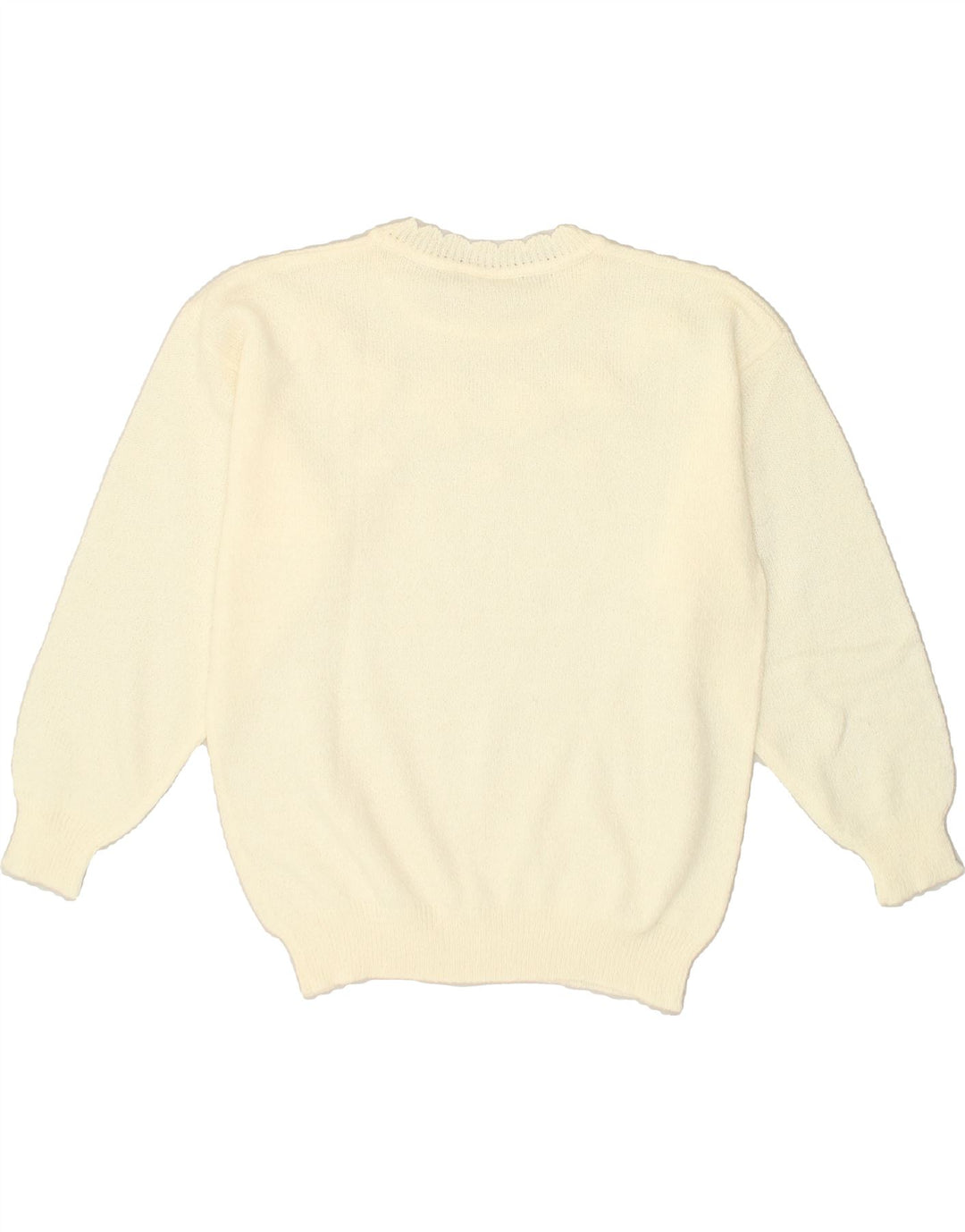 VINTAGE Womens Crew Neck Jumper Sweater UK 14 Medium White Acrylic | Vintage Vintage | Thrift | Second-Hand Vintage | Used Clothing | Messina Hembry 