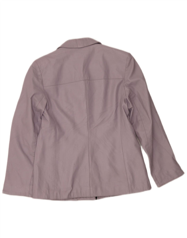 Alta Moda Womens Full Zip Leather Blazer Jacket IT 50 XL Purple Leather