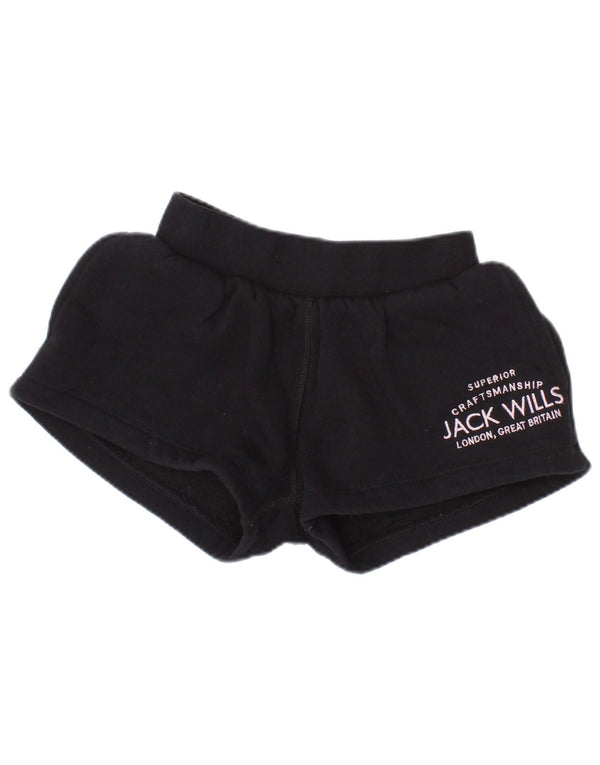 Jack Wills Girls Graphic Sport Shorts 2-3 Years Black Cotton