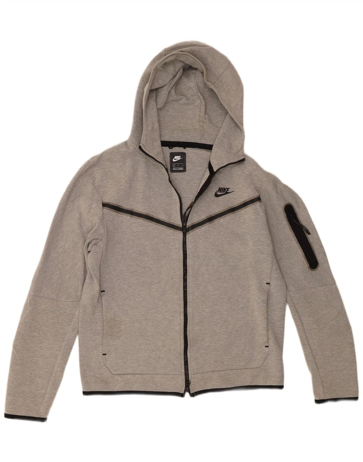 Nike Mens Zip Hoodie Sweater Medium Grey Flecked Cotton