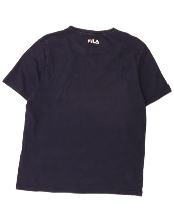 Fila Mens T-Shirt Top Medium Navy Blue Colourblock Cotton