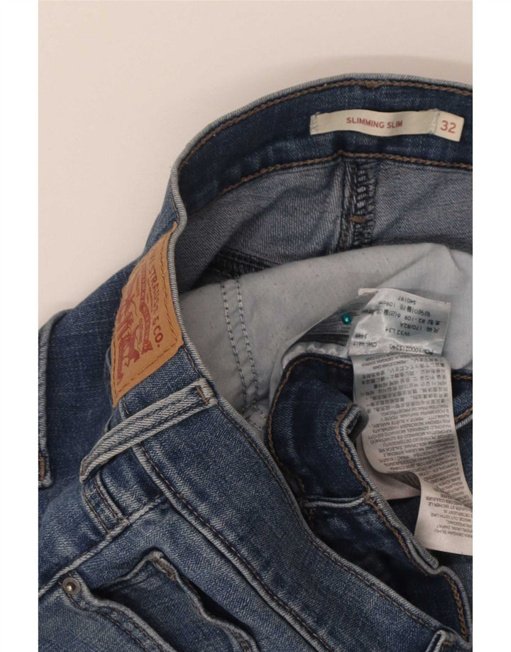 Levi's Womens Slimming Slim Jeans W32 L34 Blue Cotton