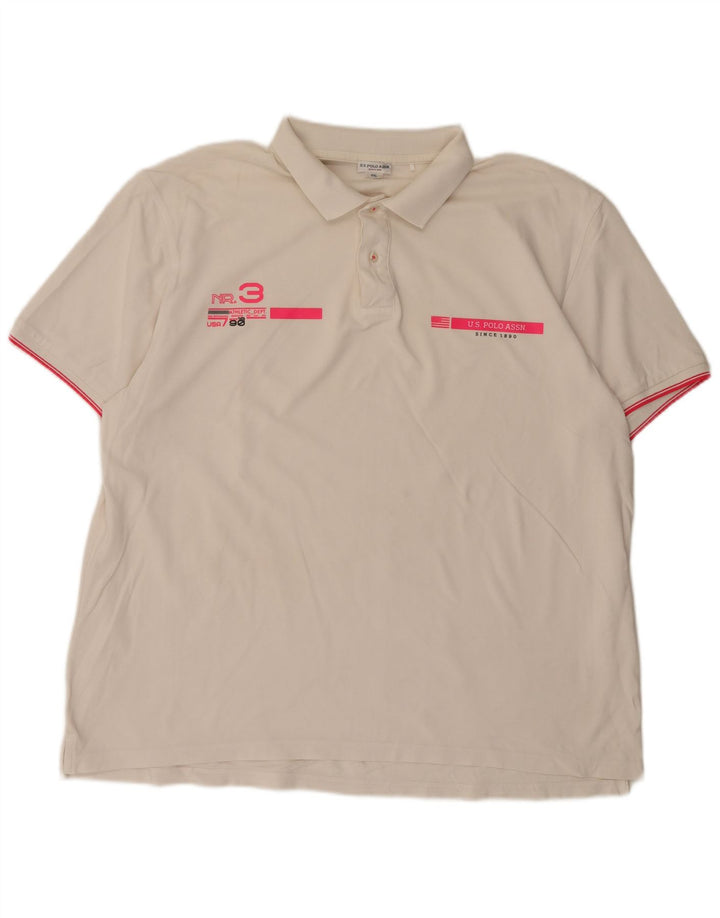 U.S. Polo Assn. Mens Graphic Polo Shirt 4XL White
