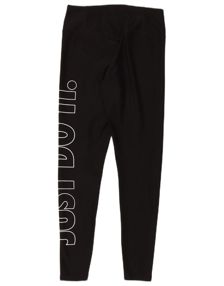 Nike Womens Dri Fit Graphic Leggings UK 10 Small  Black Polyester