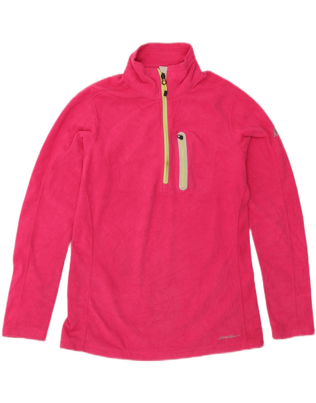 EDDIE BAUER Womens Zip Neck Fleece Jumper UK 12 Medium Pink Polyester Vintage Eddie Bauer and Second-Hand Eddie Bauer from Messina Hembry 