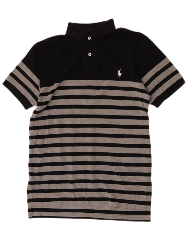 Polo Ralph Lauren Ανδρικό μπλουζάκι πόλο με προσαρμοσμένη εφαρμογή Μικρό μαύρο ριγέ βαμβακερό