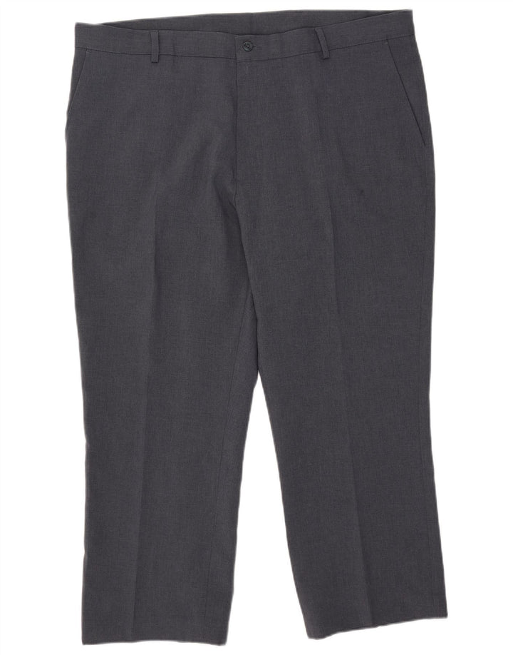 Farah Mens Straight Cropped Trousers W42 L27 Grey Polyester