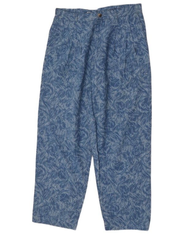 Pantaloni casual con ancoraggio per ragazze vintage 15-16 anni W28 L28 blu geometrico