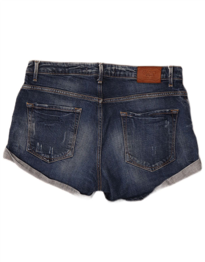 Zara Womens Denim Shorts EU 40 Medium W30  Navy Blue Cotton
