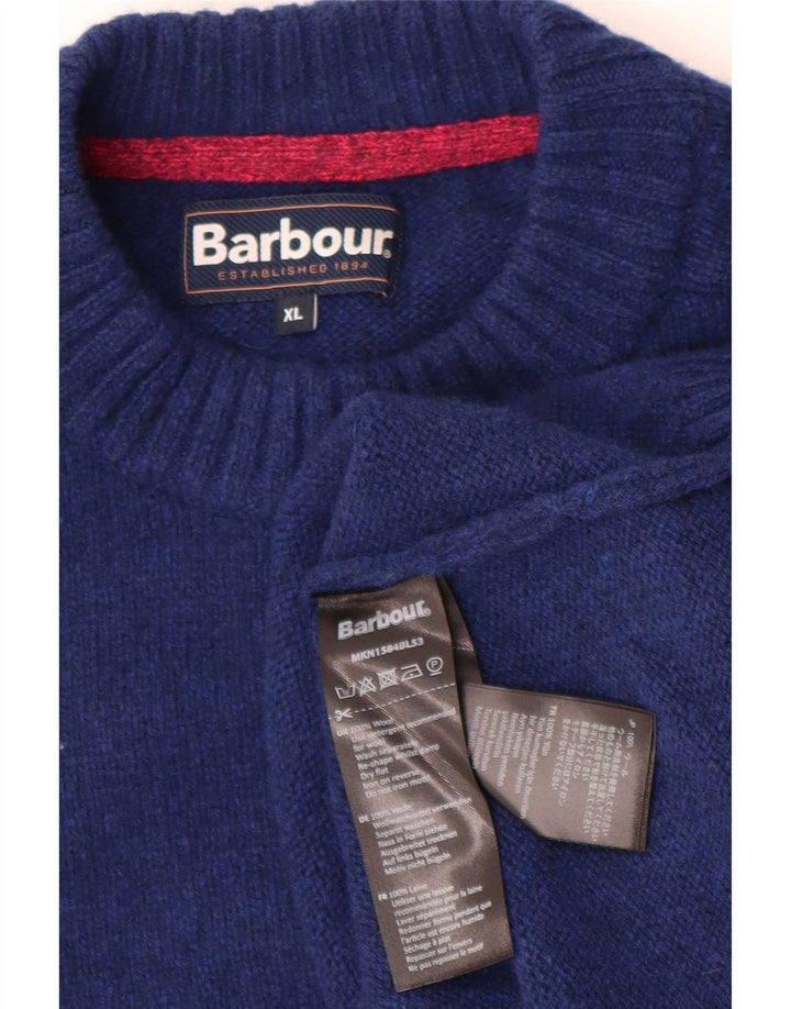 Barbour Mens Crew Neck Jumper Sweater XL Blue Wool