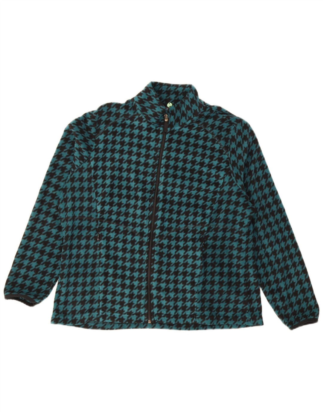 Marks & Spencer Womens Fleece Jacket UK 18 XL Turquoise Houndstooth