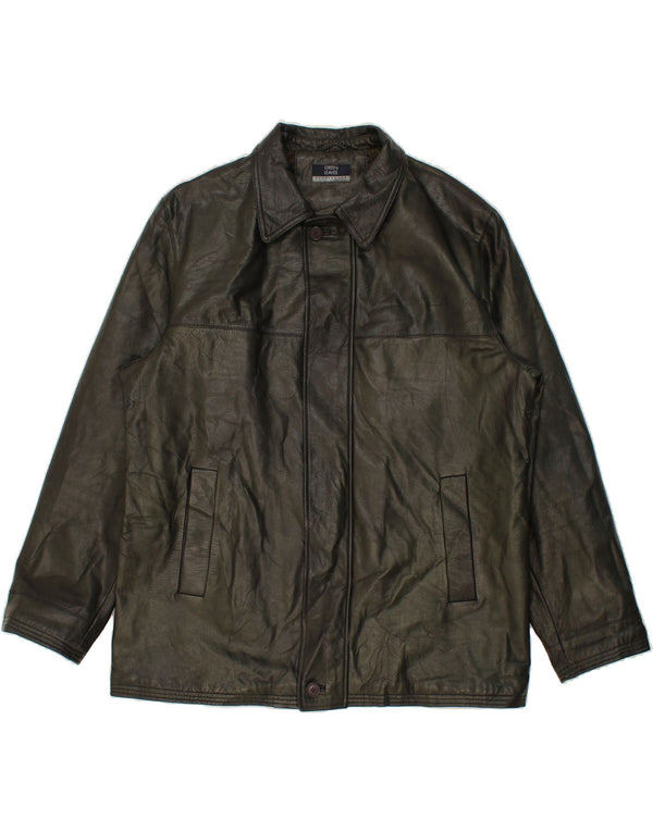 Giacca in pelle da uomo GREEN LEAVES UK 44 2XL Pelle verde