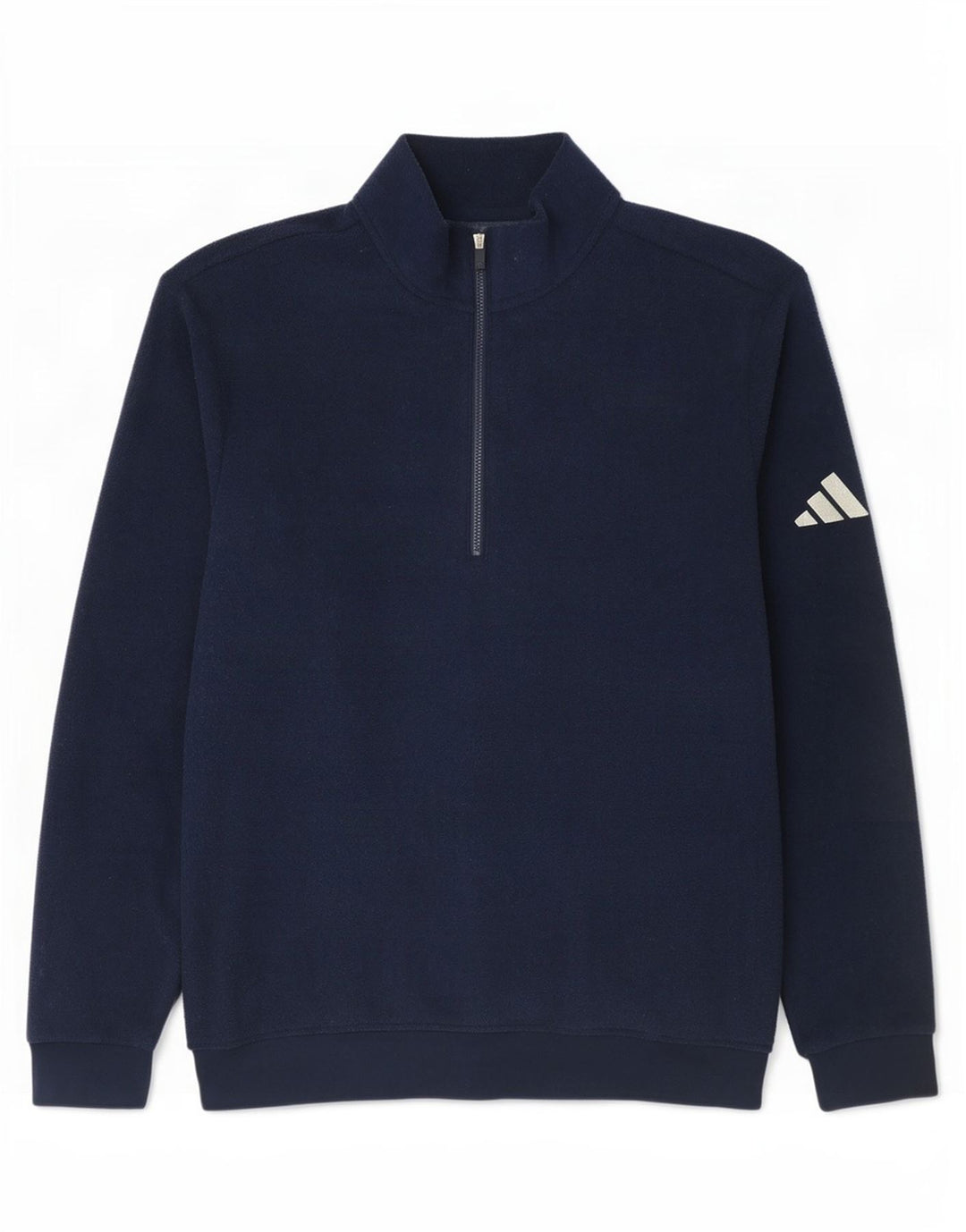 Adidas Herren-Fleecepullover mit Reißverschluss am Hals, mittelmarineblaues Polyester
