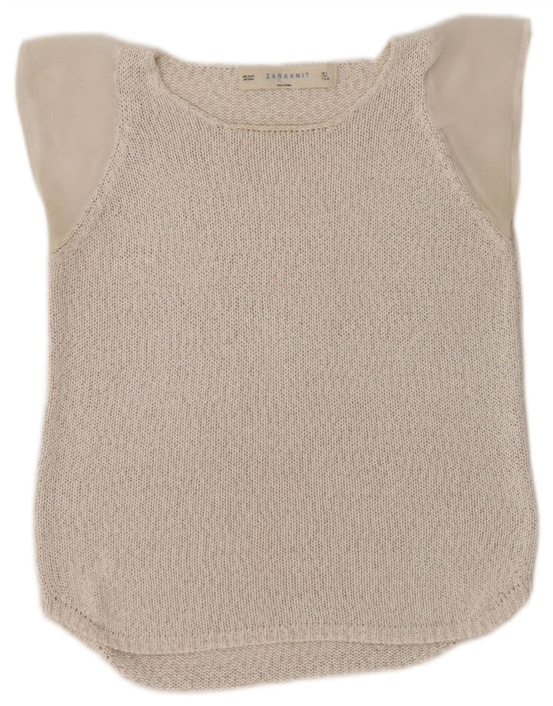 Zara Womens Knit Blouse Top UK 10 Small Beige