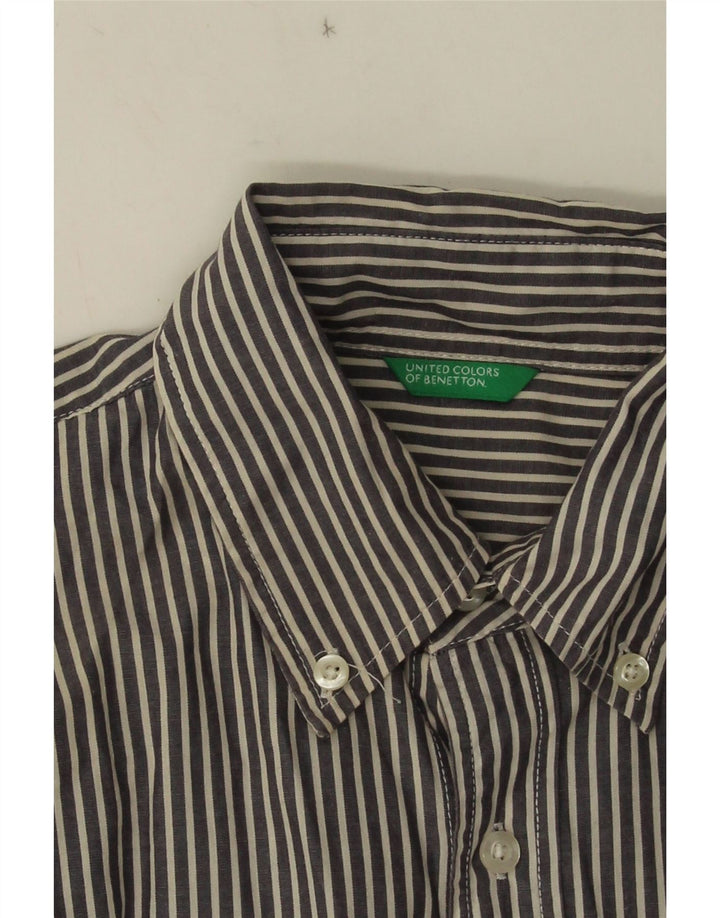 Benetton Boys Shirt 9-10 Years Blue Pinstripe