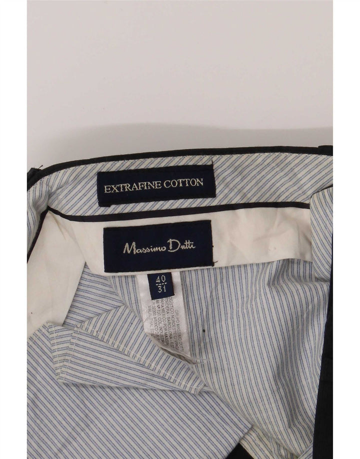 Massimo Dutti Mens Regular Chino Trousers Medium W31 L29 Navy Blue Cotton