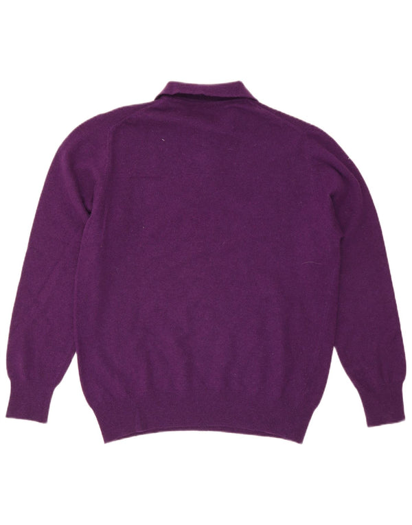 Benetton Mens Polo Neck Jumper Sweater IT 52 Large Purple Wool
