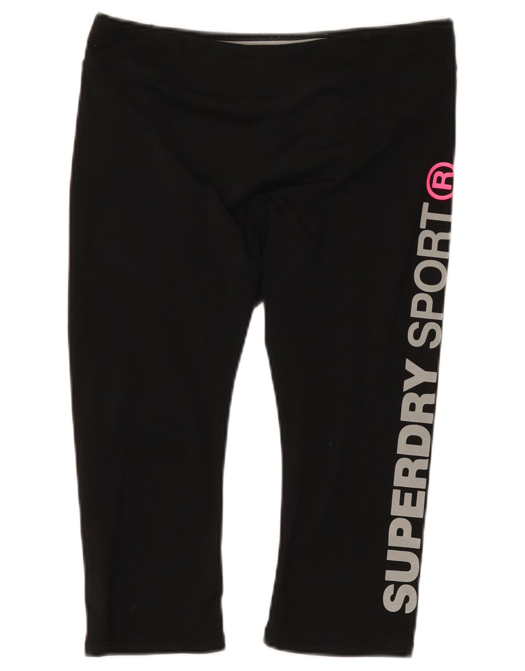 Superdry Womens Graphic Capri Leggings UK 12 Medium Black Polyester