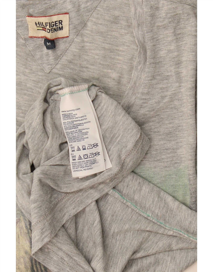 Tommy Hilfiger Mens Graphic T-Shirt Top Medium Grey Flecked Polyester