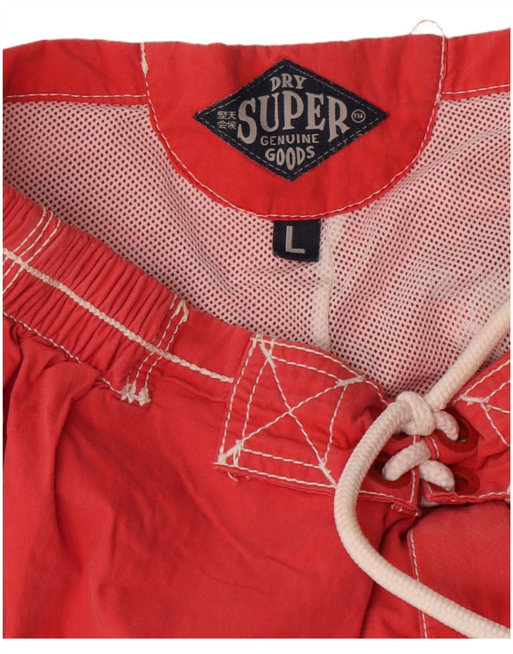 Superdry Mens Graphic Swimming Shorts Large Red Polyester