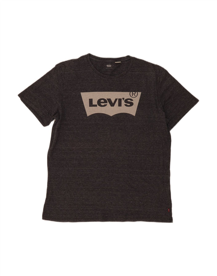 LEVI'S Mens Graphic T-Shirt Top Large Grey Flecked