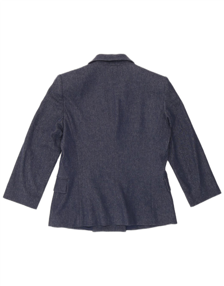 Trussardi Womens 3/4 Sleeve Double Breasted Blazer Jacket IT 42 Medium Blue