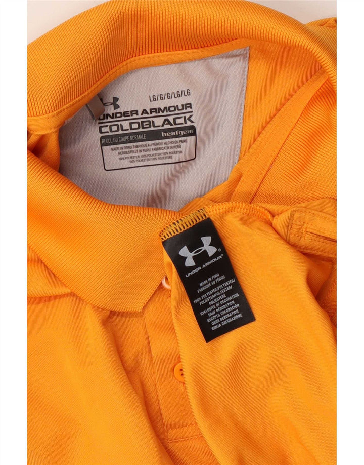 Under Armour Mens Polo Shirt Large Orange Polyester