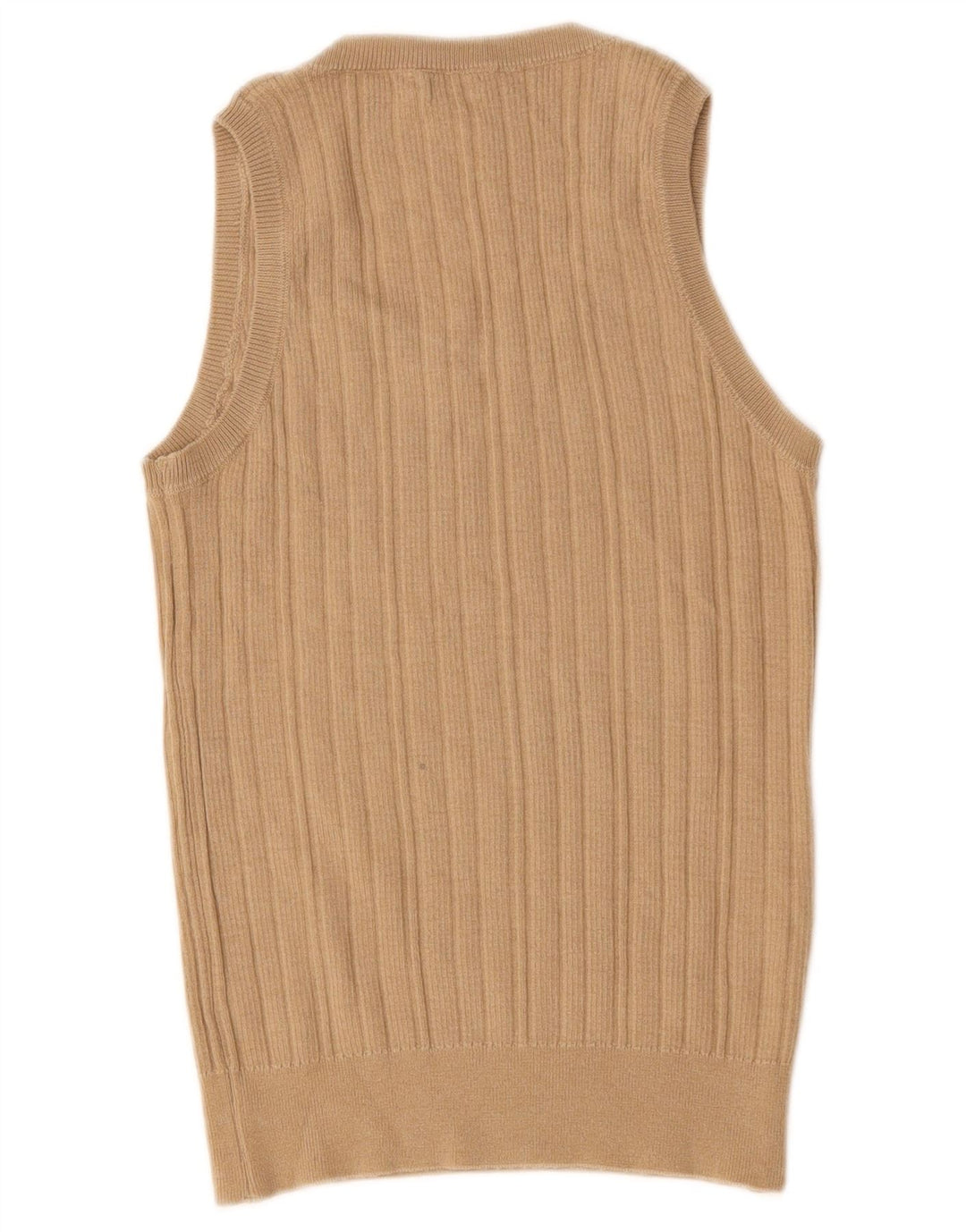 Benetton Womens Sleeveless Blouse Top UK 12 Medium Beige Wool