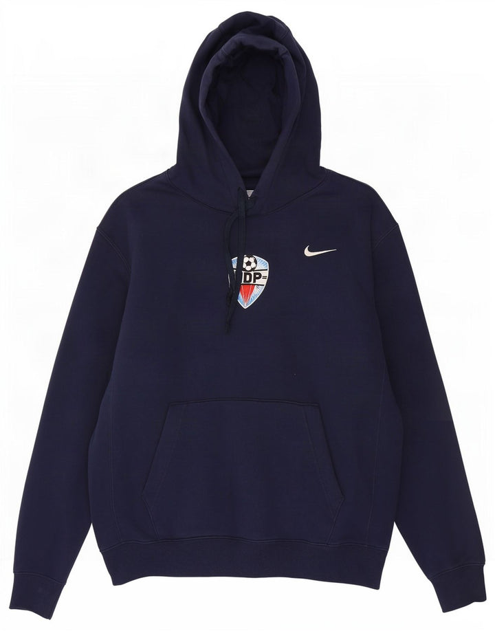 Nike Mens Hoodie Jumper Medium Navy Blue Cotton