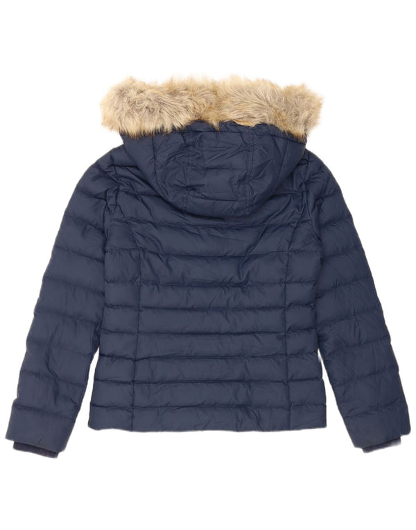 Tommy Hilfiger Dame Hætte Polstret Jakke UK 10 Small Navy Blue Polyester