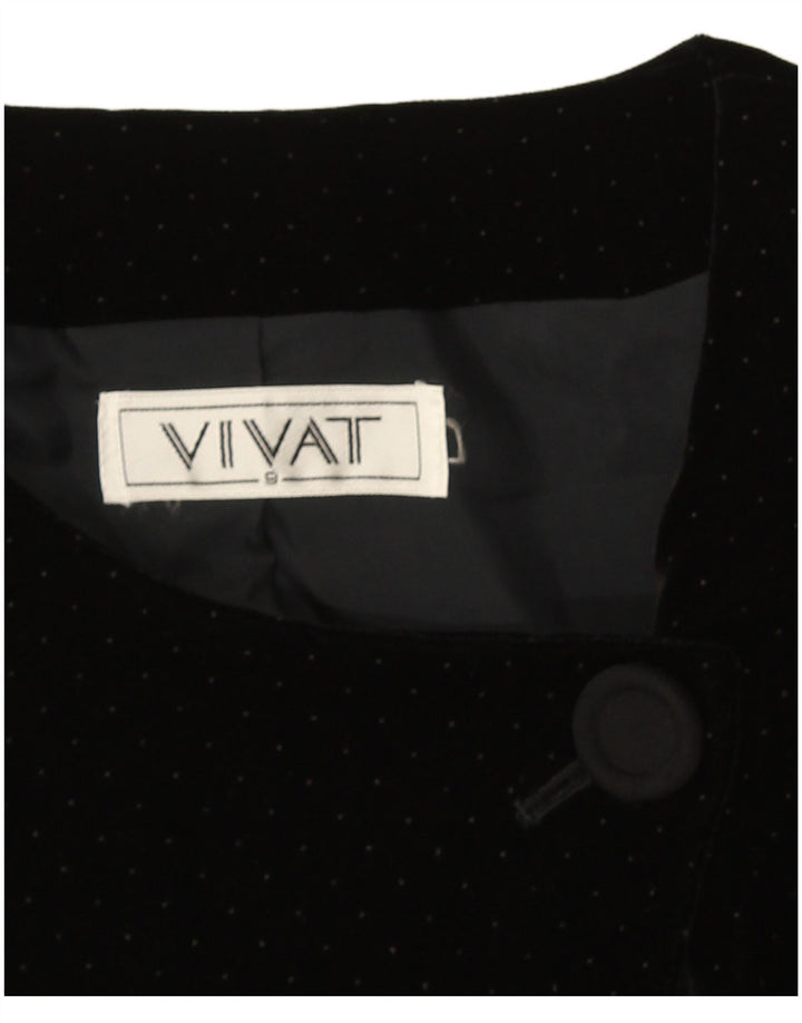 Vintage Dame Bolero Jacket UK 14 Medium Black Spotted