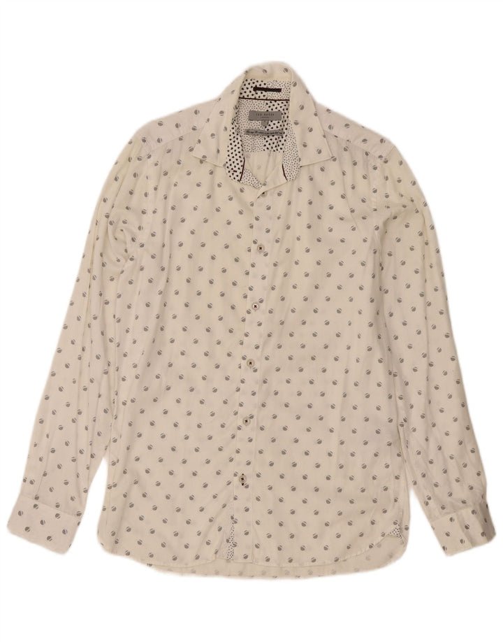 Ted Baker Mens Abstract Pattern Shirt Size 3 Medium White Cotton
